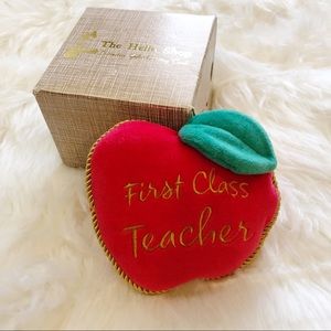 First Class Teacher Apple Christmas Ornament NWT